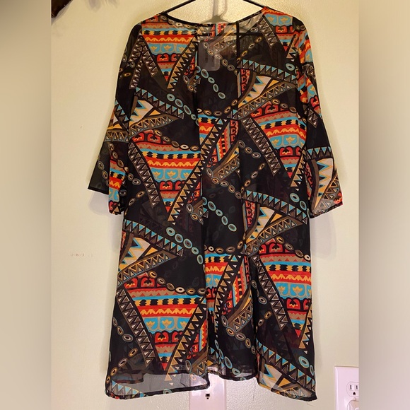 Sheer 3/4 Sleeve Cover Shirt Dress - Picture 2 of 2